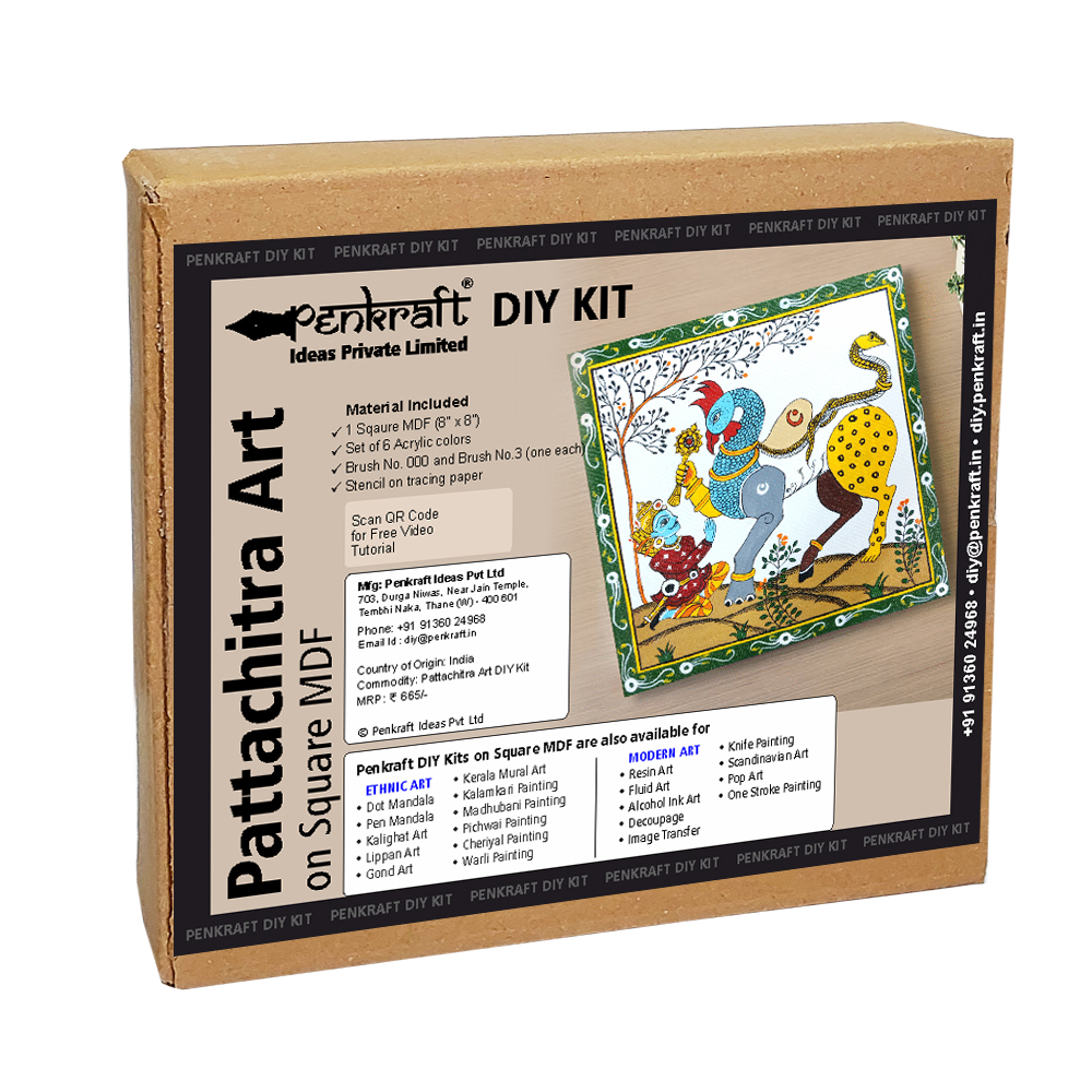 Pattachitra Art on MDF Square Board DIY Kit by Penkraft